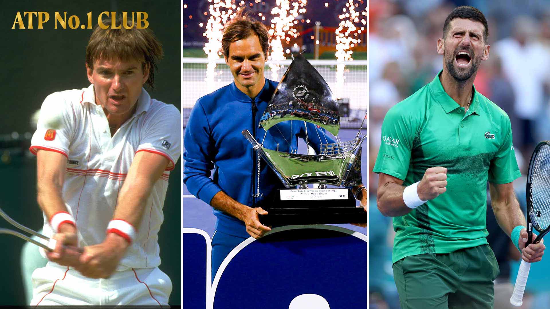 Jimmy Connors, Roger Federer, Novak Djokovic 