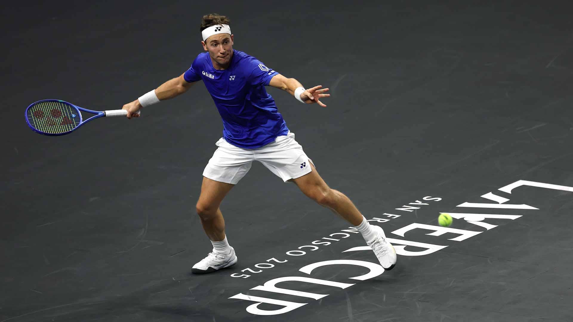 Casper Ruud defeats Reilly Opelka on Friday at the Laver Cup in San Francisco.